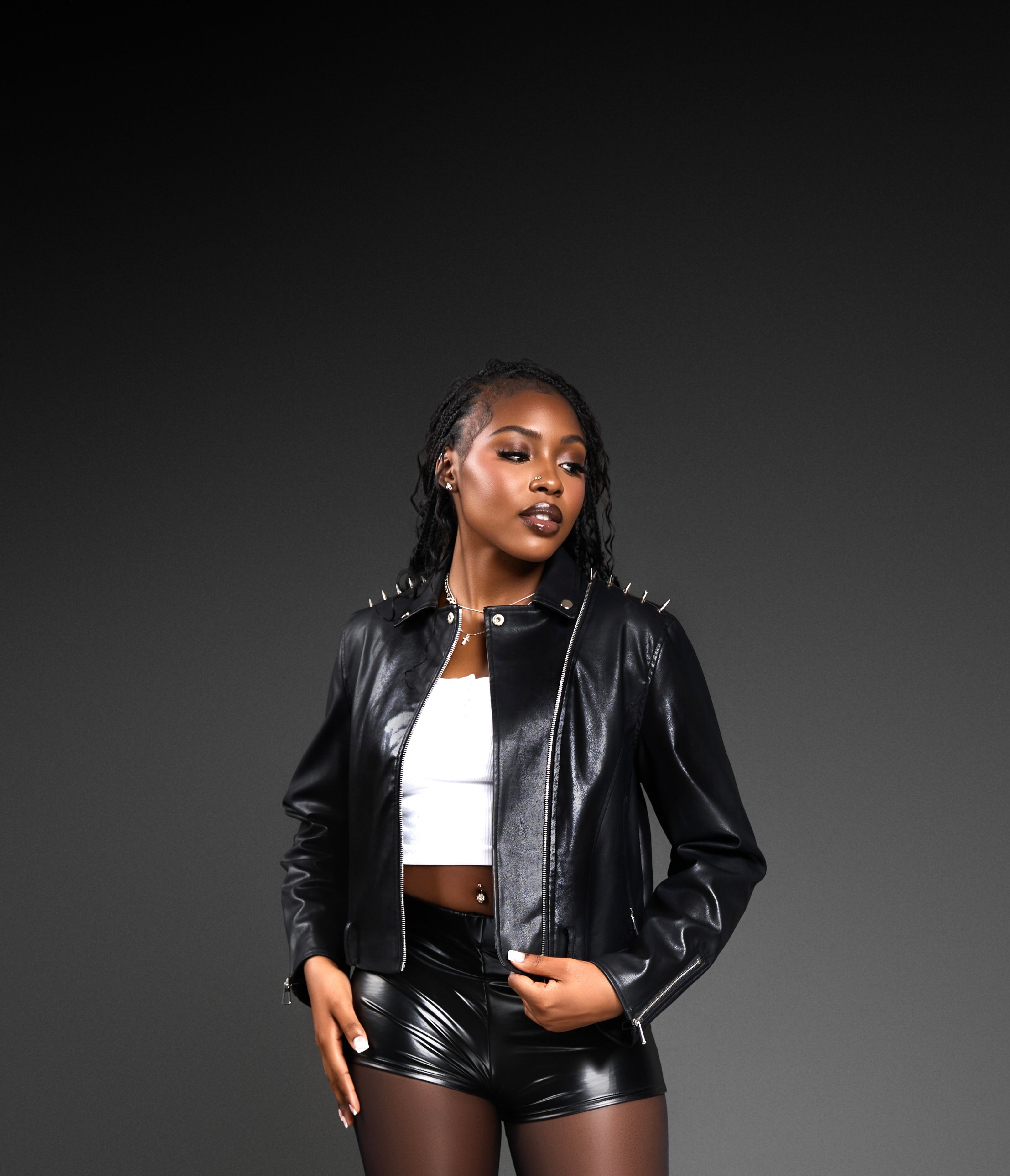 DIF MIDNIGHT ICON LEATHER JACKET (WITH SPIKES)