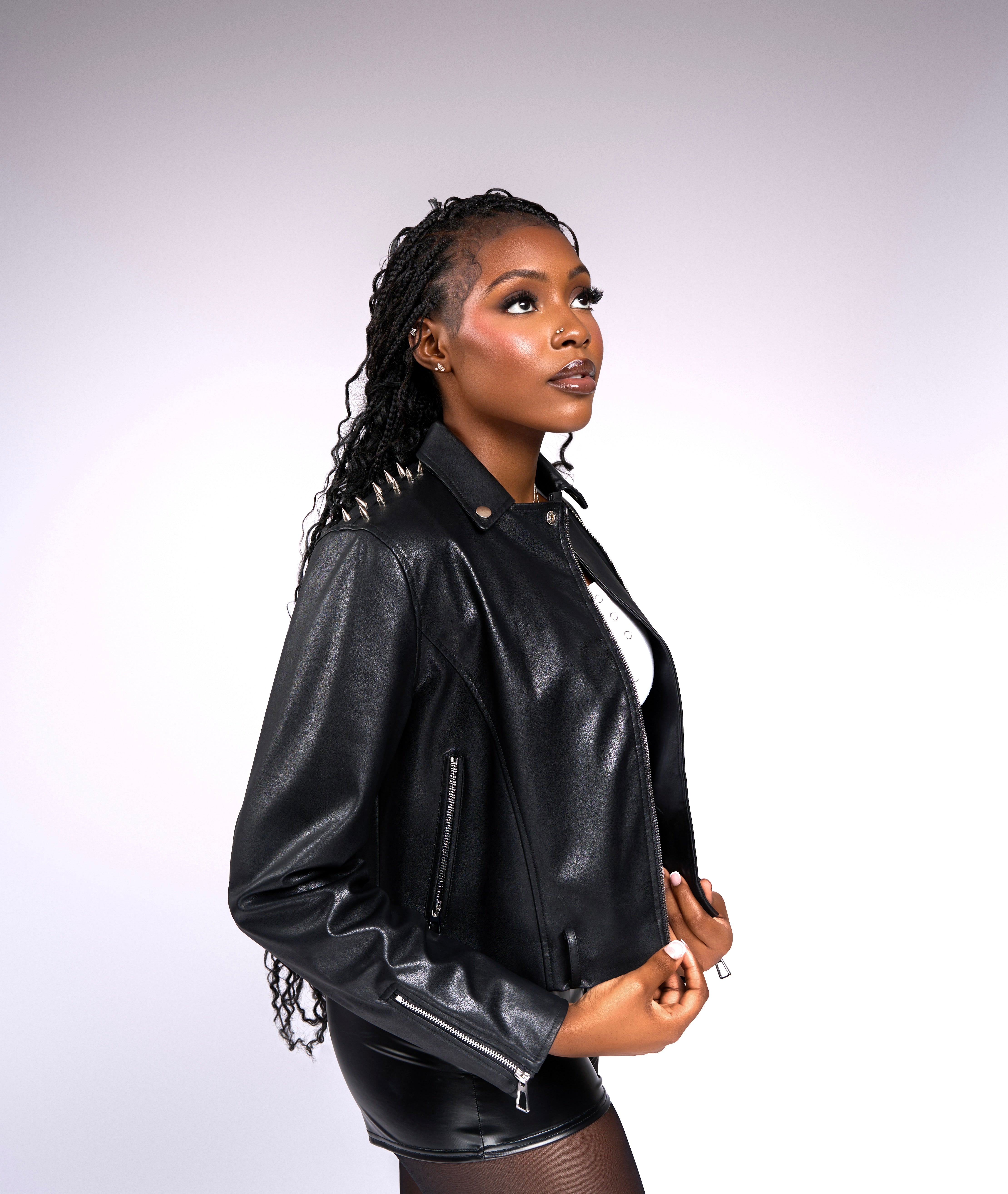 DIF MIDNIGHT ICON LEATHER JACKET (WITH SPIKES) – Dif Clothing LLC