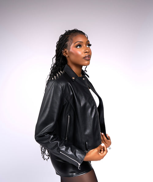 DIF MIDNIGHT ICON LEATHER JACKET (WITH SPIKES)